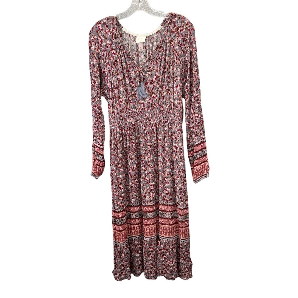Knox Rose Floral Long Sleeve Dress - Red and Pink